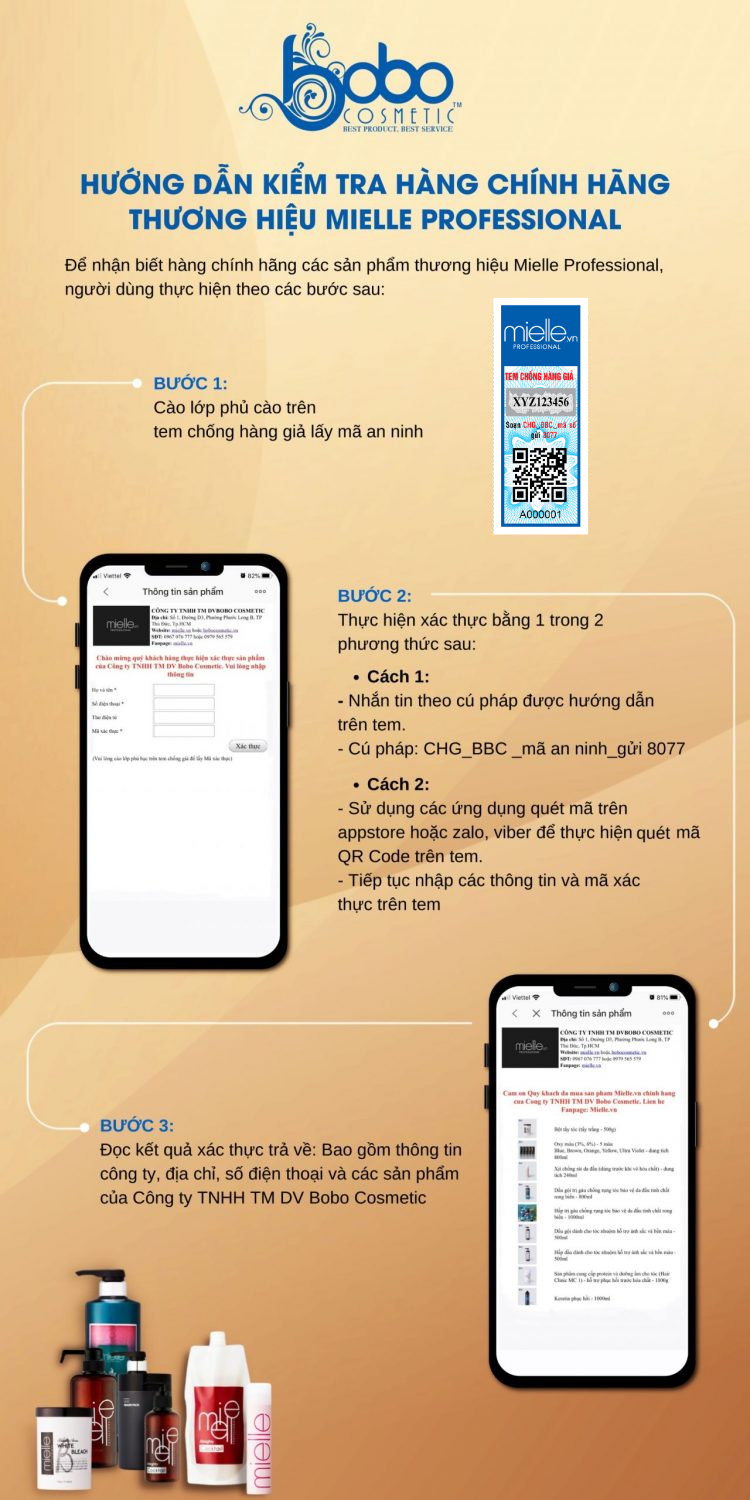 Phân biệt thật giả sản phẩm Mielle Professional bằng tem chống hàng giả